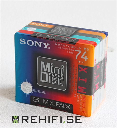 Sony Mini Disc 74 min Color Collection 5 Color Mix